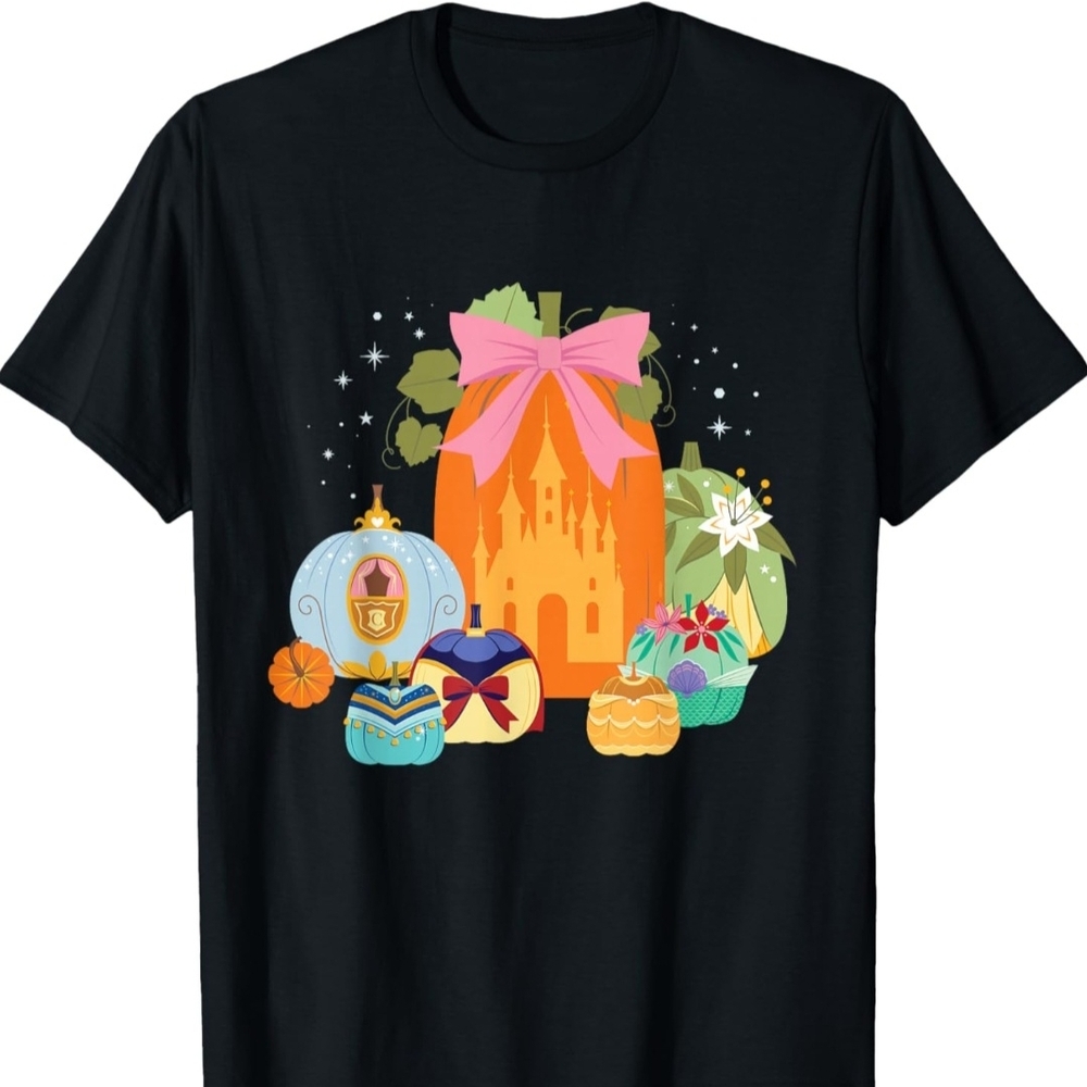 Disney Princess Pumpkins Fall Princesses and Pumpkin Castle T-Shirt L